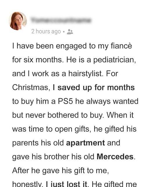 P2. She Bought Her Fiancé A PS5 For Christmas And Lost It When She Saw His Gift